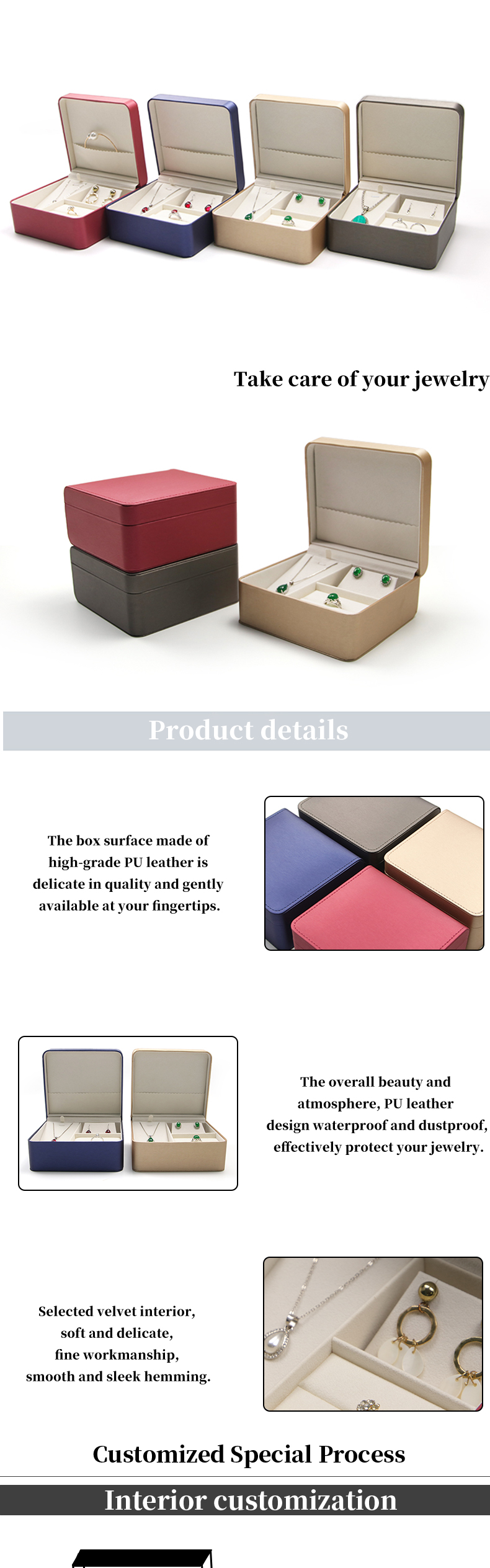 Custom Ring Earrings And Necklace Gift Box Set For Travel Jewelry Storage