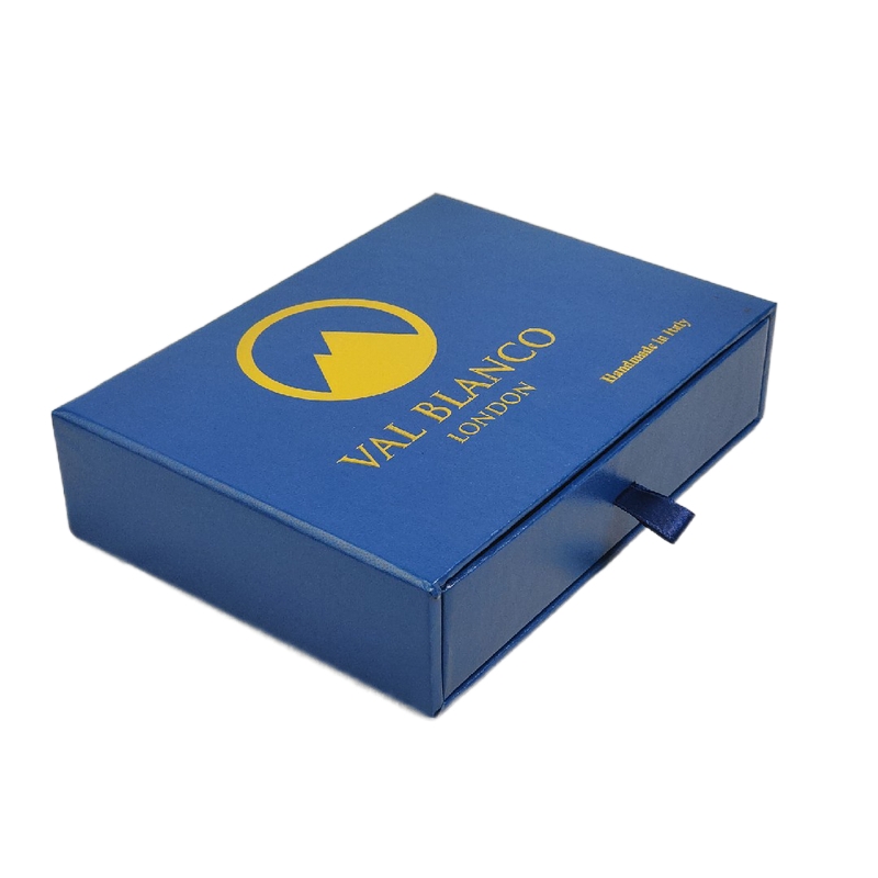Recyclable Blue Paper Slide Open Cardboard Drawer Packaging for Elegant Skincare