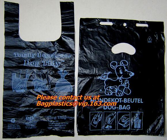 Top quality discount pet cat packaging gusset t shirt bag, poop dog bags, cat