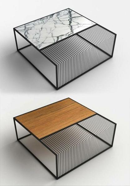 Buy cheap 1000*1000*500mm Rectangular Hotel Coffee Tables Black Metal Base from wholesalers