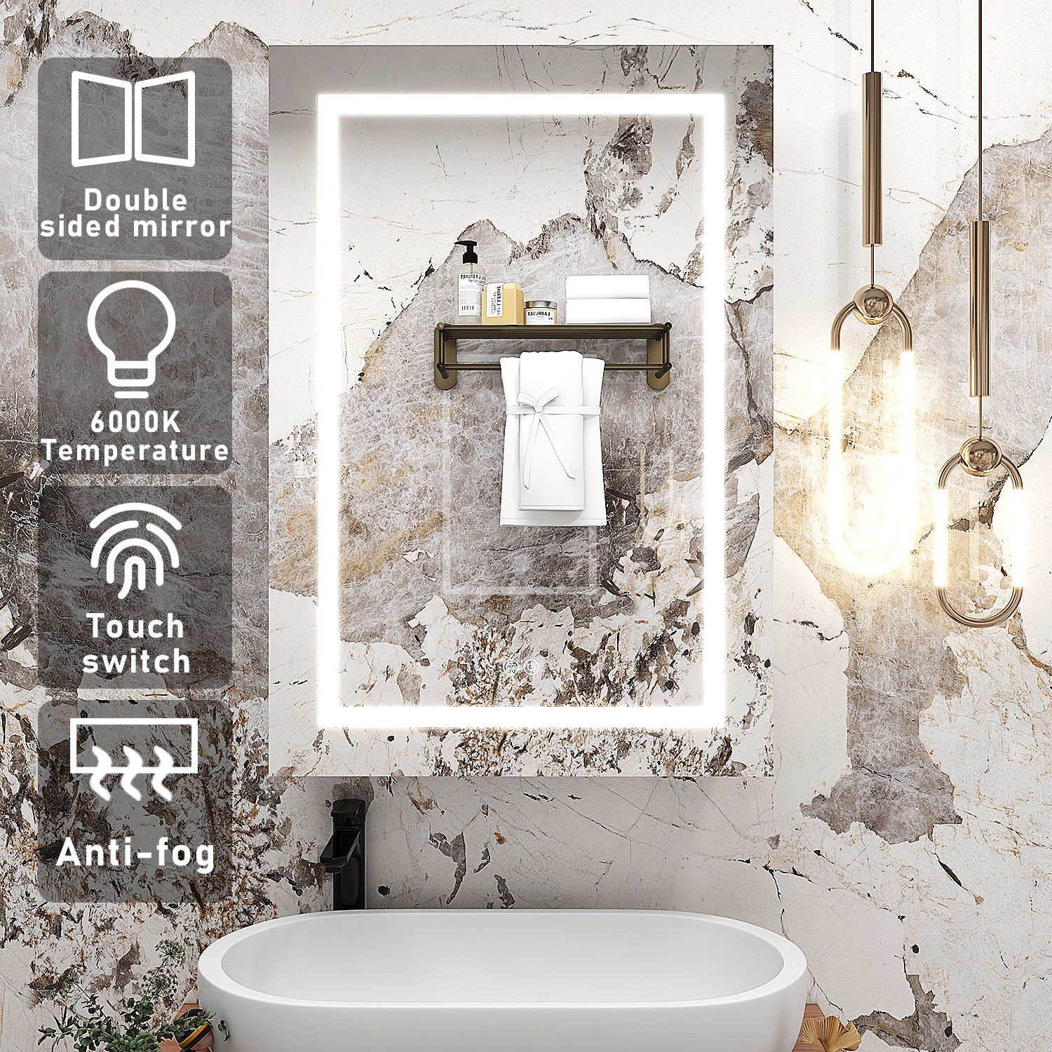 Rust Resistant Lighted Mirror TV Aluminium LED Backlit Bathroom Mirror