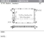 Water Cooled CHRYSLER Car Radiator For Chrysler Shadow / Sundance 87-90