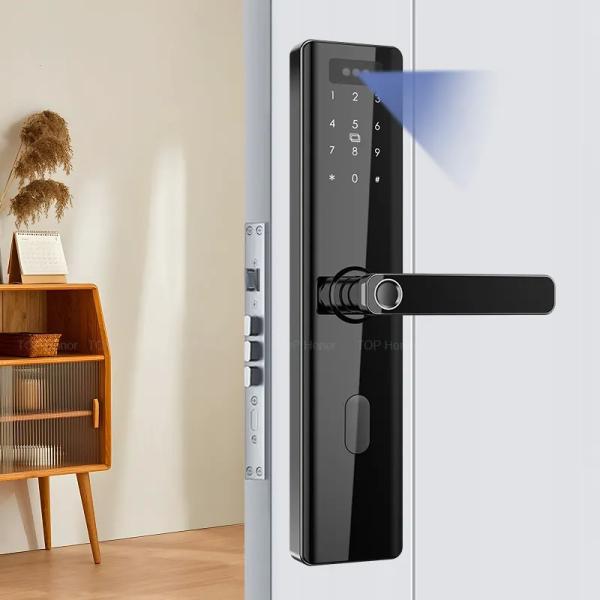 Buy cheap Black Smart Face Recognition Door Lock Anti Peep Fingerprint Password Card Access from wholesalers