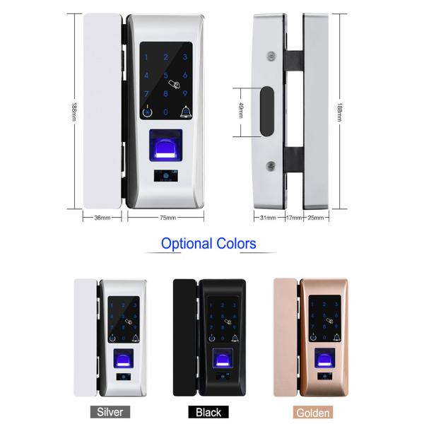 Smart Apartment Glass Door Lock Support Password Fingerprint 188mm * 111mm