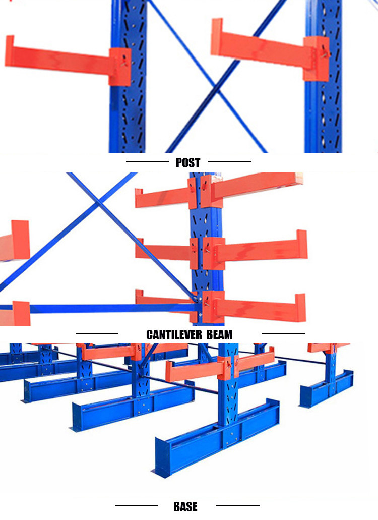 Heavy Duty Storage Warehouse Cantilever Rack With 500-3000kg Per Layer Capacity