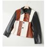 Buy cheap High Fashion Breathable Stitching Color Long Sleeve Button Cropped PU Baseball Leather Jackets from wholesalers