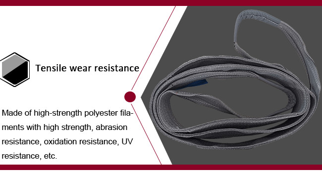 Grey Color Polyester Flat Webbing Sling Duplex Layer Lifting Sling Tool