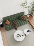 Knitted Modern Fabric Sofa Set Ergonomic Cloth Green 3 Seater Fabric Sofa