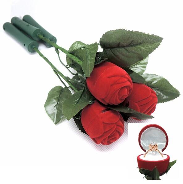 Buy cheap Ceremony Promotion Jewelry Velvet Box Red Rose Shaped With Fast Flashing LED Lights from wholesalers