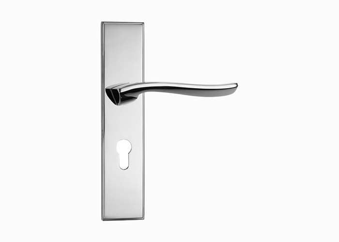Security Luxury Solid Brass Gold Interior Door Pull Handle Lock Set 133mm 63mm