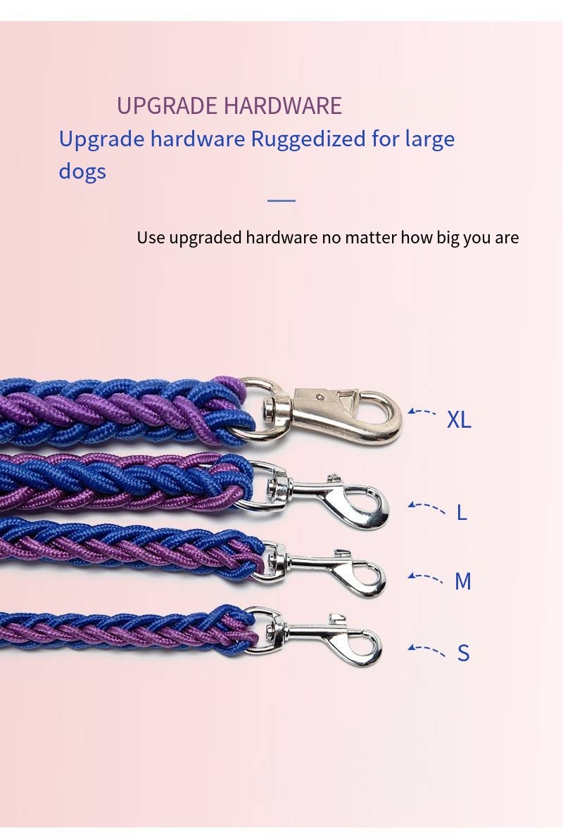 Pet Adjustable Collar Dog Anti Impact Eight Strand Nylon Braided Leash