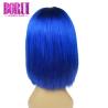 Buy cheap 100% Brazilian Colored Bob Wigs Blue In Transparent Lace Straight Texture from wholesalers