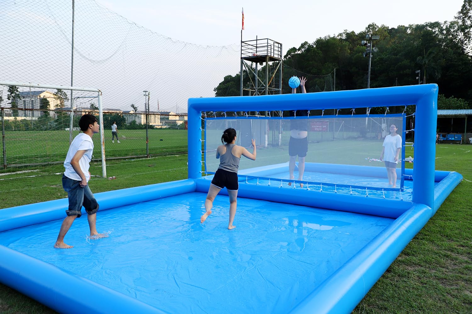 Transform Your Backyard into a Court with AJUNION 33FT Inflatable Volleyball Pool