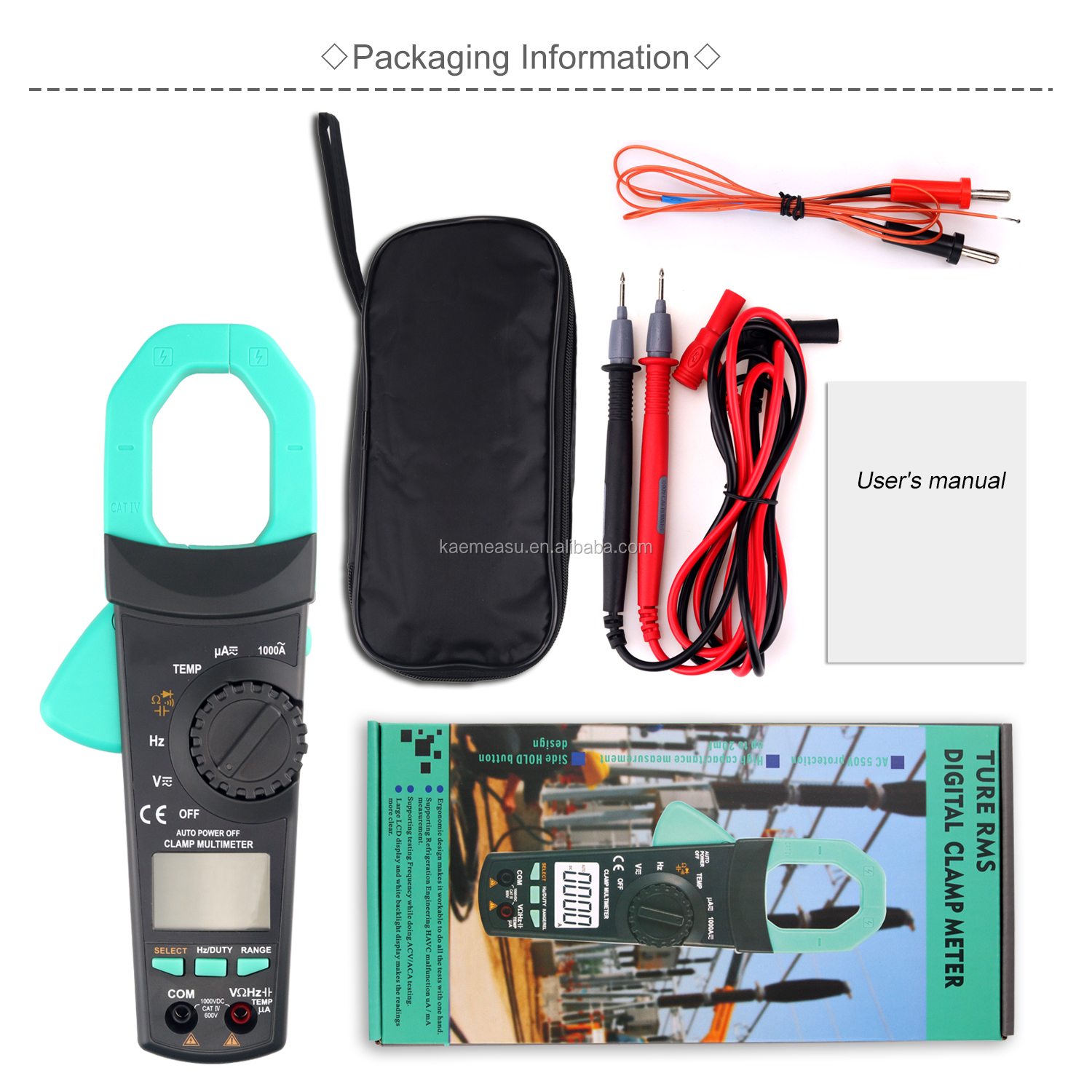 Professional 1000A AC/DC Voltage Clamp Meter with 3 5/6 Digits Display and Multifunctional Current Measurement
