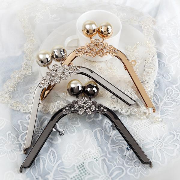 Imitation Pearl Kiss Clasp Silver Purse Clasp Frames