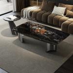 Light Luxury Stainless Steel Living Room Square Marble Coffee Table