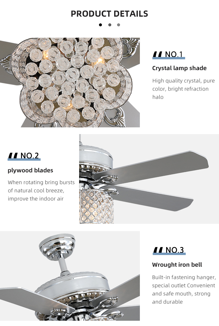 18w Flush Mount Crystal Chandelier Ceiling Fan