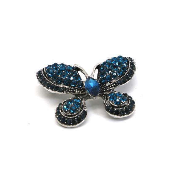 Buy cheap Green Alloy Fashion Brooch Pin , Butterfly Diamond Brooch 2.8cm Height from wholesalers