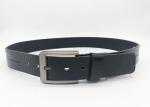 Black Mens Casual Leather Belt With Middle Straight - Line Stitching Square