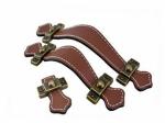 Genuine Leather Drawer Pull Black Leather Office Table Dresser Handles Modern