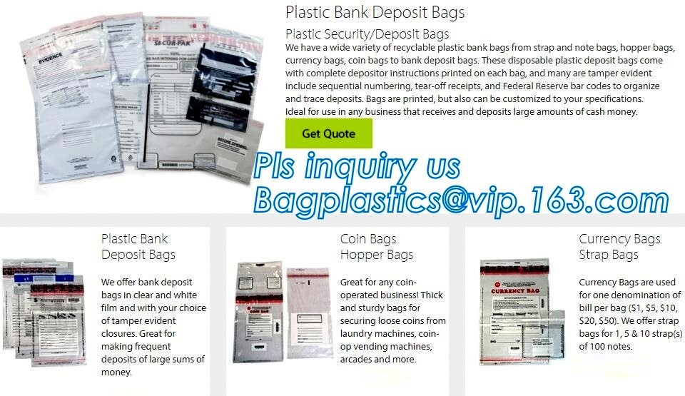 custom logo tamper tear proof plastic bank money envelopes mailing bag, Security Bag/Printed Plastic Security Bags For M