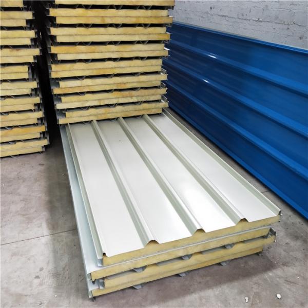 Buy cheap 60kg rock wool corrugated roof sandwich panel for fast cosntruction buildings from wholesalers