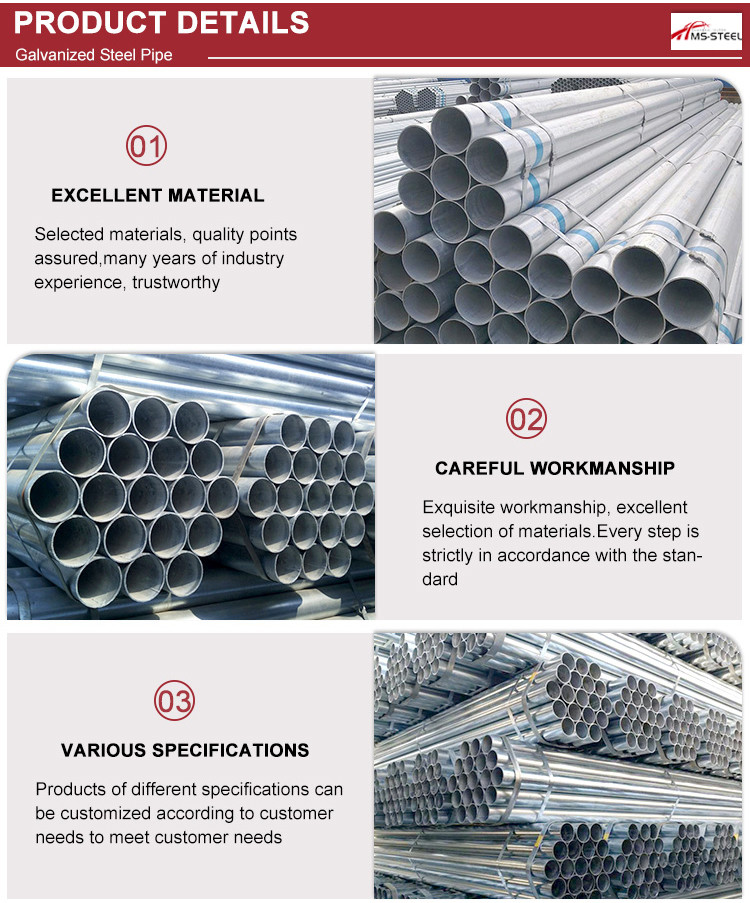 Dn50 Hot Dipped Galvanized Round Steel Pipe Tube Gi Pipe Seamless Scaffolding Tube
