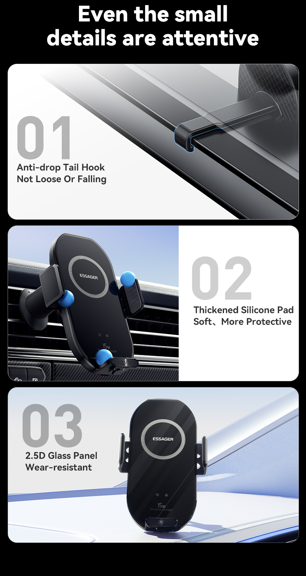 ESSAGER A7 Series Best Car Mobile Phone Holder Car Phone Stand