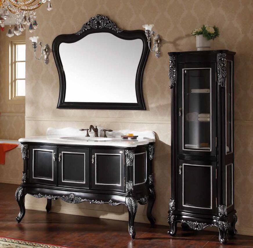 51in Washroom Solid Wood Bathroom Vanity With Sink And Mirror