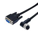 Waterproof M12 Female 4pins 90 degree A Code Molding To D-Sub 9 Pins Connector