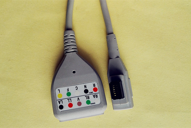 Black Brush 12 Pins GE Rozinn 10 Lead Ecg Cable Din Style Medical Cables