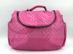 Pink Satin Quilted Tote Diaper Bags With Strap Easy Carry Big Capacity