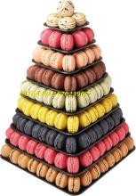 New style Black 9 tiers plastic macaron Square piramide macarons tower patented customizable Macaron packaging with low price