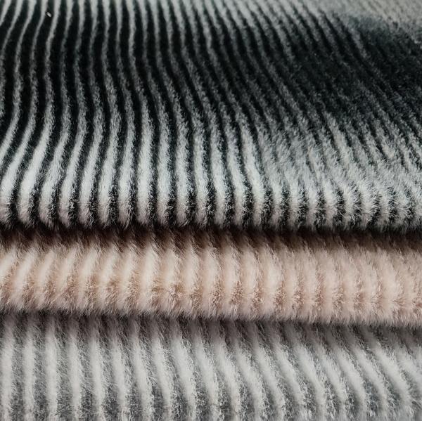Buy cheap 400gsm Black And White Faux Fur Fabric Wave Line 58'' 60'' from wholesalers