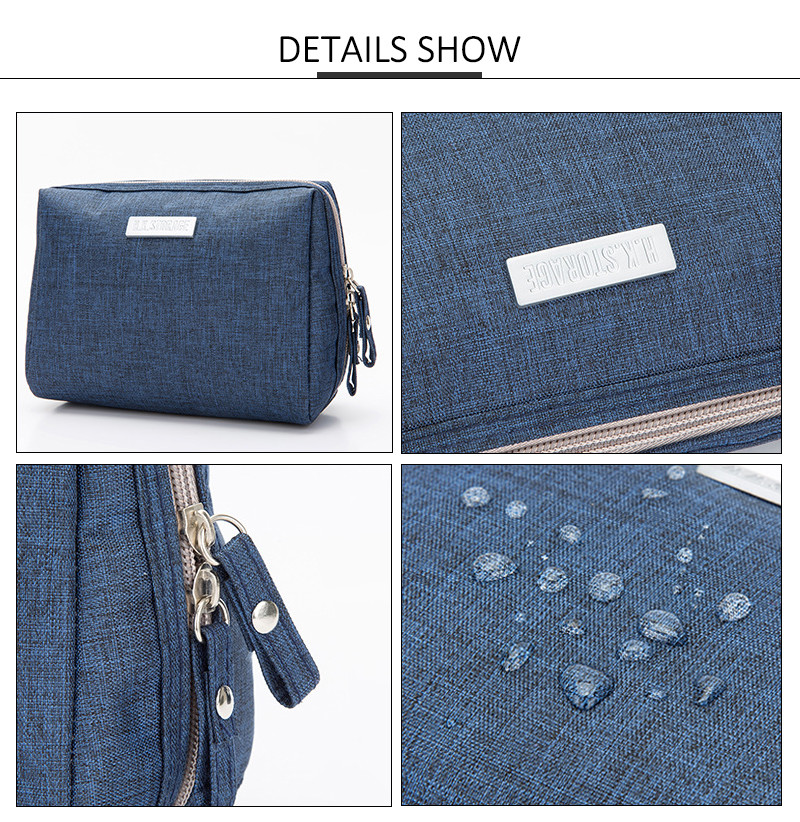 Women Foldable Blank Polyester Cosmetic Bag With Zipper