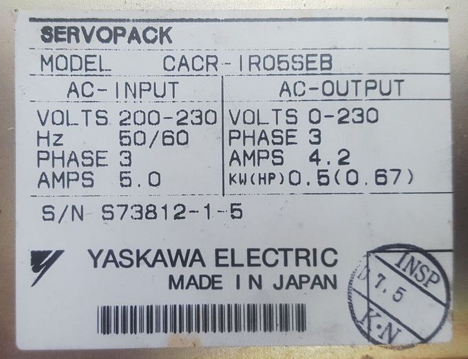 CACR-IR05SEB | Yaskawa Servo Drive Original New In Box 200-300V 2/3 Phase 3 50-60HZ 0