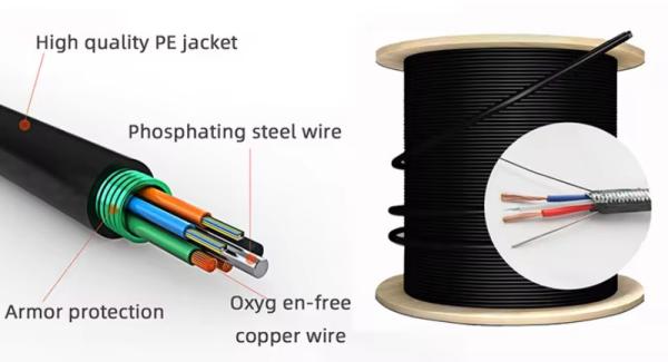 Buy cheap Factory Peice 96 Core GDTA GDTS Photoelectric Hybrid Fiber Optic Cable G652D Single Mode Fiber With Power Wire from wholesalers