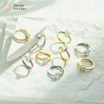 18k Gold Plated Square Diamond Rings Jewelry Adjustable Colorful Enamel Zircon