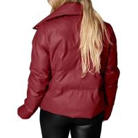 Buy cheap Zip Up Faux Leather Puffer Winter Down Jackets Zipper Closure product
