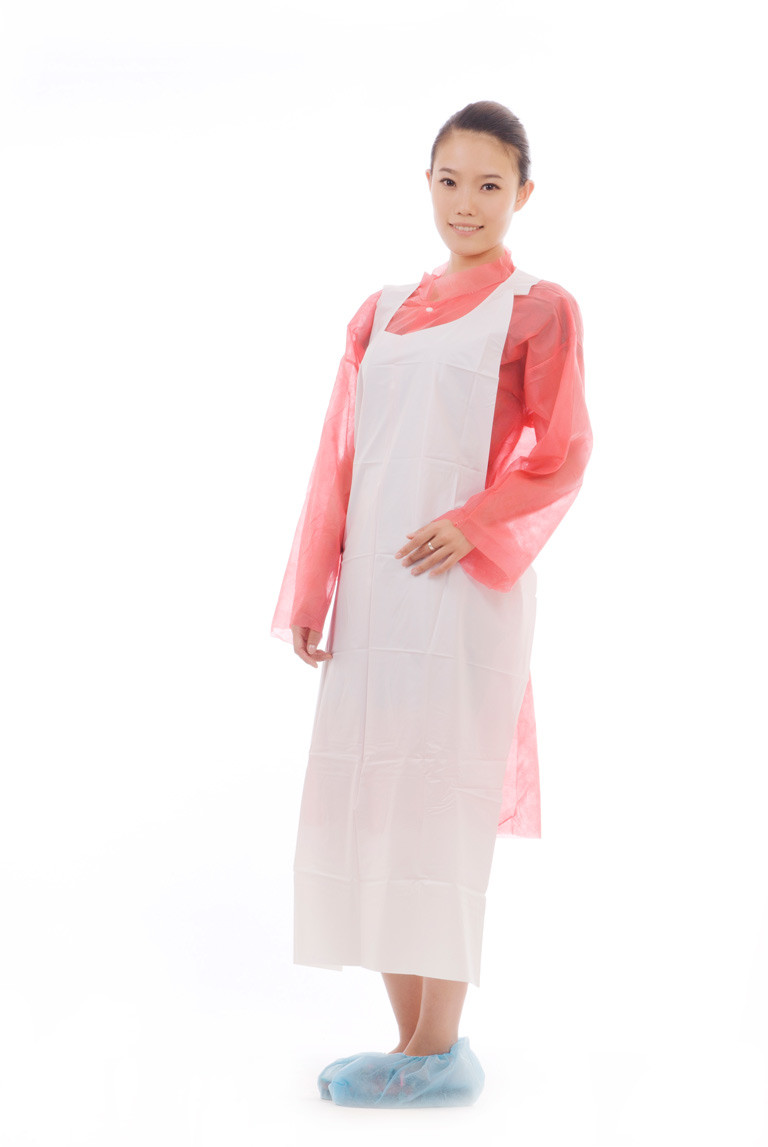 Smooth Surface Embossed Disposable PE Apron For Factory Waterproof Without Sleeves Plastic Apron