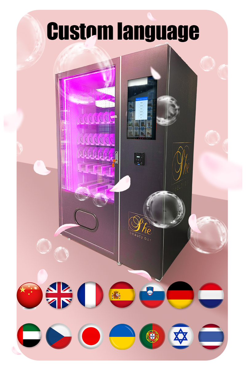 Shopping Mall Beauty 22'' Touch Screen Nail Eyelash Vending Machine with Coin Bill Acceptor