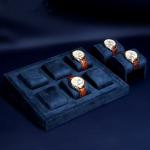 MDF High End Velvet Watch Presentation Tray Dark Blue Watch Showcase Display