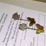 Lucky Alhambra 18K Gold Earrings 2 Motifs White Mother Of Pearl With Butterfly