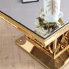 Buy cheap Qiancheng ODM Tempered Glass Dining Table Golden Stainless Steel For Wedding from wholesalers