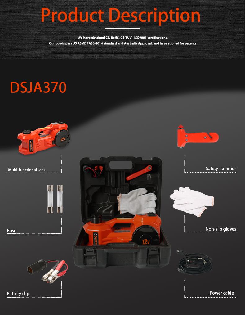 Automatic Mini Hydraulic Electric Car Jack with Pump Air Compressor