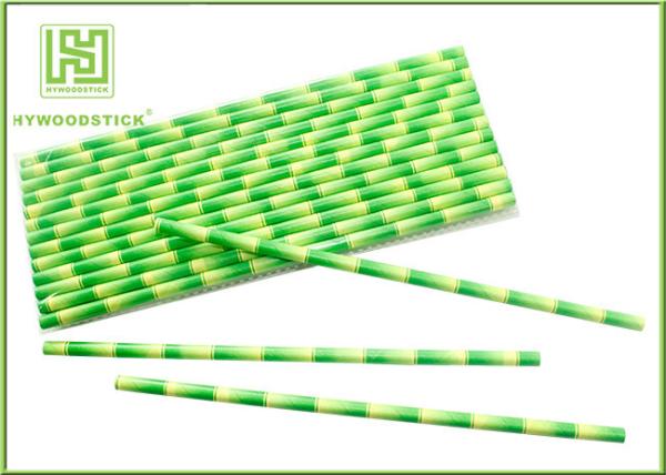 Eco - Friendly Bamboo Paper Straws , Birch Wood Design Green Decorative Paper