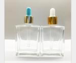 30ml 50ml Rectangular Essential Oil Bottles Glass Dropper Bottle With Gold