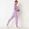 Buy cheap Purple Seamless Yoga Set Clothes Running High Waist Ribbed Long Sleeve Top from wholesalers