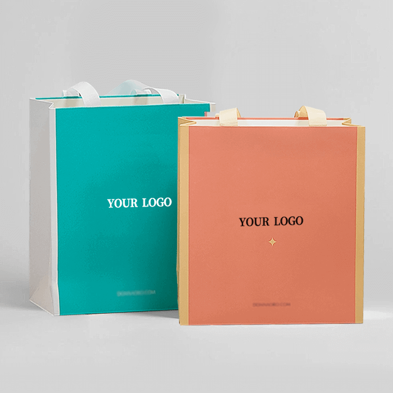 Offset Printing Handmade Paper Shopping Bags With Ribbon Closure