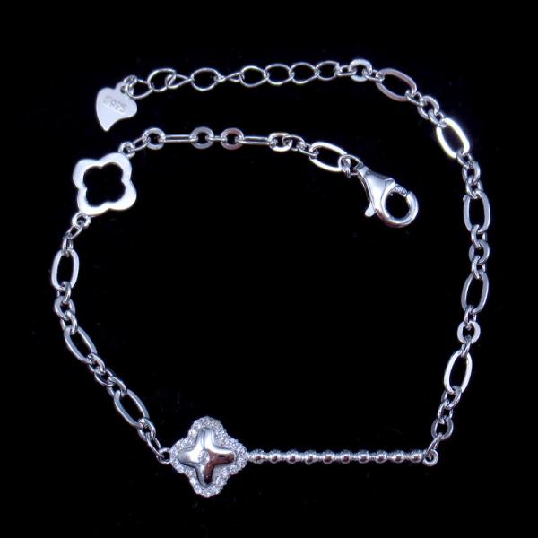Buy cheap AAA Silver Cubic Zirconia Bracelet 925 Leaf Shape For Party / Wedding from wholesalers